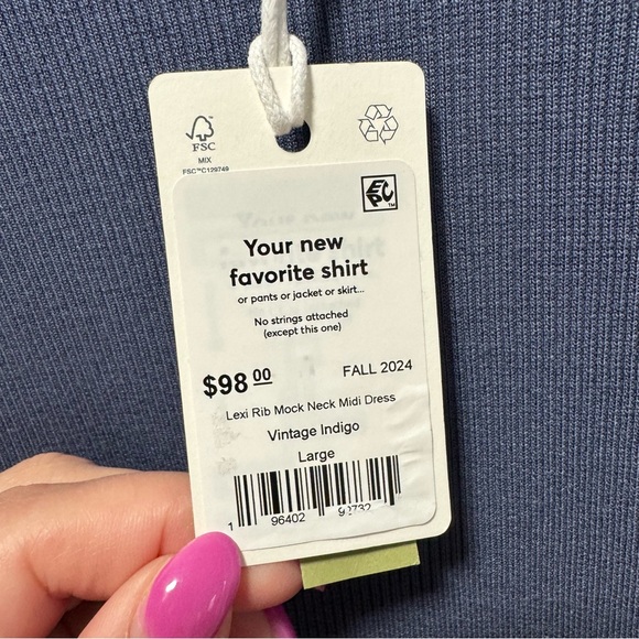 Marine Layer Lexi Mock Neck Rib Midi‎ Dress NWT size Large Vintage Indigo Blue - Picture 9 of 16